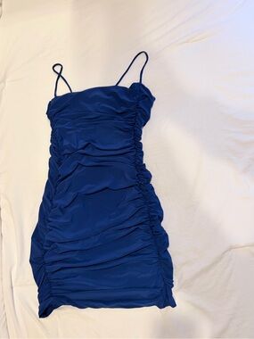 Windsor Royal Blue Ruched Bodycon Mini Dress Sweetheart Neck Medium M